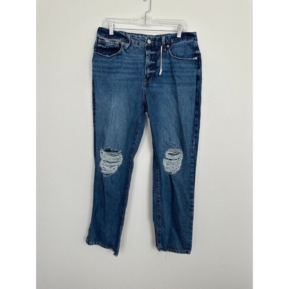 NWT Good American Good Vintage Jeans Medium Wash Distressed Size 30 Inseam 28"
